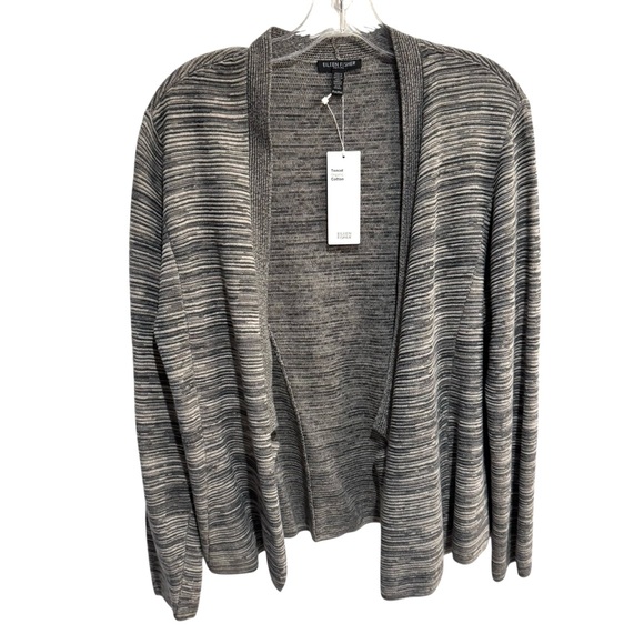 Eileen Fisher Oat Simple Cardigan Tencel Organic Cotton Petite Medium NWT $288 - Picture 4 of 12